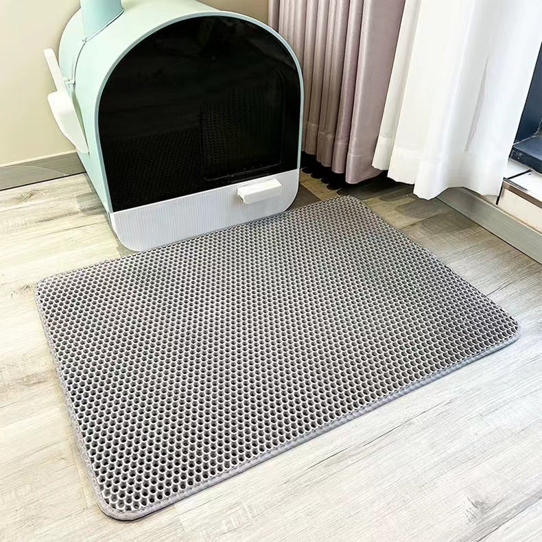 2-Pack Grey Honeycomb Cat Litter Trapping Mat | Waterproof EVA | 40x50cm