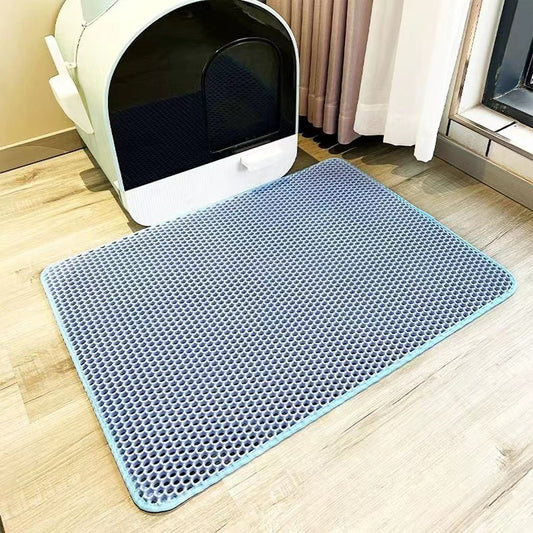 2-Pack Blue Honeycomb Cat Litter Trapping Mat | Waterproof EVA | 40x50cm