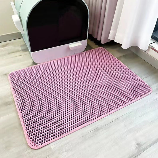 2-Pack Pink Honeycomb Cat Litter Trapping Mat | Waterproof EVA | 40x50cm