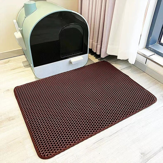 2-Pack Brown Honeycomb Cat Litter Trapping Mat | Waterproof EVA | 40x50cm