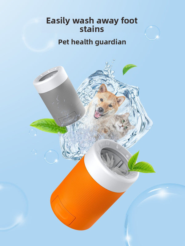 Orange Portable Dog Paw Washer Cup | 360° Muddy Foot Cleaner | Soft Bristles | Cats & Small Dogs
