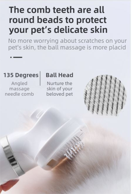 Rose Gold 6-in-1 Pet Grooming Hair Dryer | Noise-Reduction Blow Dryer & Mist Slicker Brush | 3-Speed