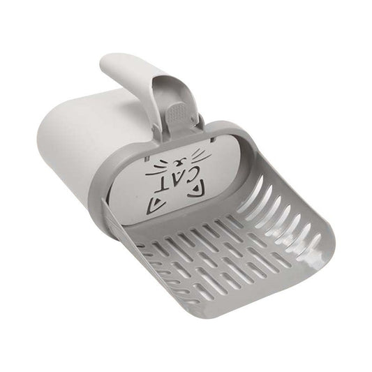 Grey 2-in-1 Cat Litter Scoop with Integrated Waste Bin