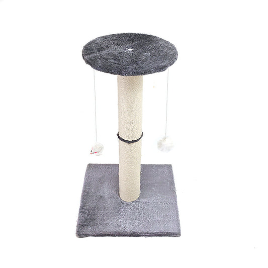 Cat Climbing Frame with Sisal Scratching Post | Resting Platform & Hanging Toys | Grey