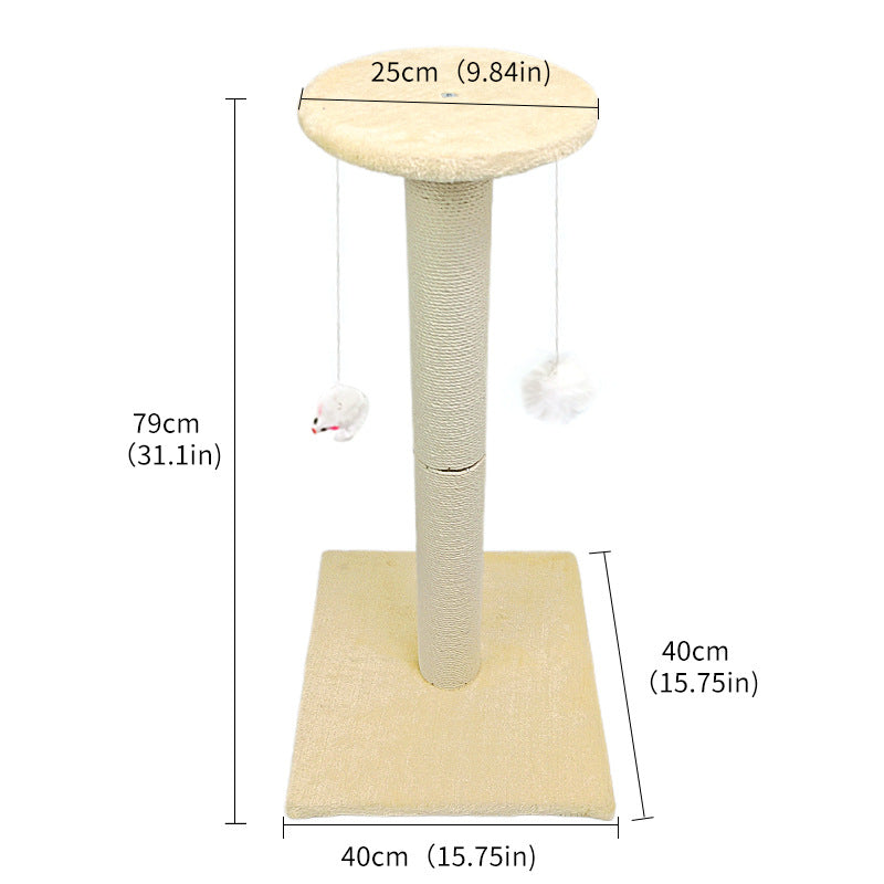 Cat Climbing Frame with Sisal Scratching Post | Resting Platform & Hanging Toys | Beige