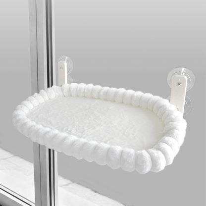 Plush Cat Window Hammock with Strong Suction Cups | White