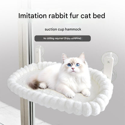 Plush Cat Window Hammock with Strong Suction Cups | White