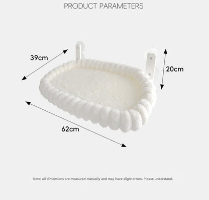 Plush Cat Window Hammock with Strong Suction Cups | White