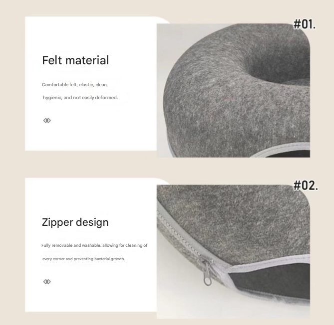 Felt Donut Cat Bed with Zipper Tunnel Toy | Double-Layer Cave | 50x20cm | Dark Grey