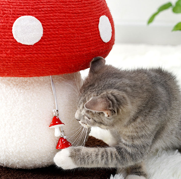 Red Mushroom Cat Tree with Sisal Scratching Post | Large Vertical Climber | 340x280mm
