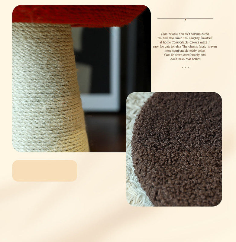Brown Mushroom Cat Tree with Sisal Scratching Post | Large Vertical Climber | 500x330mm