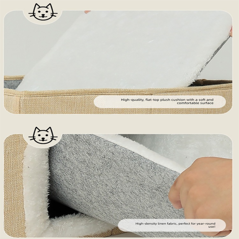 3-Story Villa Cat House with Scratching Posts | Beige