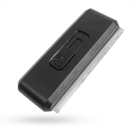 Black 2-in-1 Self-Cleaning Pet Grooming Comb | Stainless Steel | Fur Removal