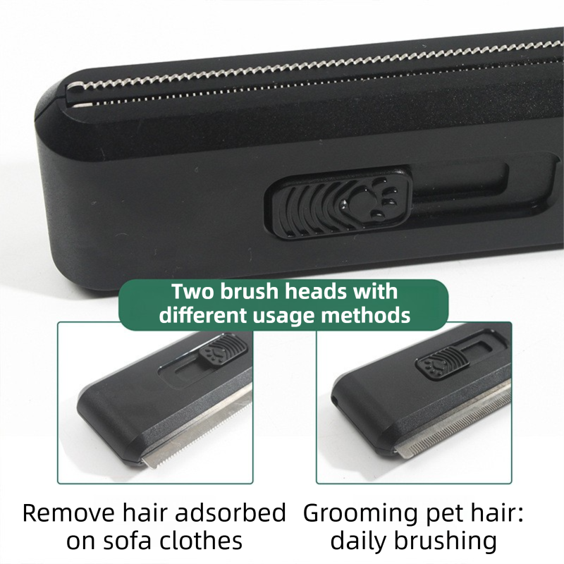 Black 2-in-1 Self-Cleaning Pet Grooming Comb | Stainless Steel | Fur Removal