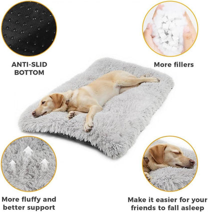 110 x 75 CM Winter Long Plush Dog Bed for Large Dogs