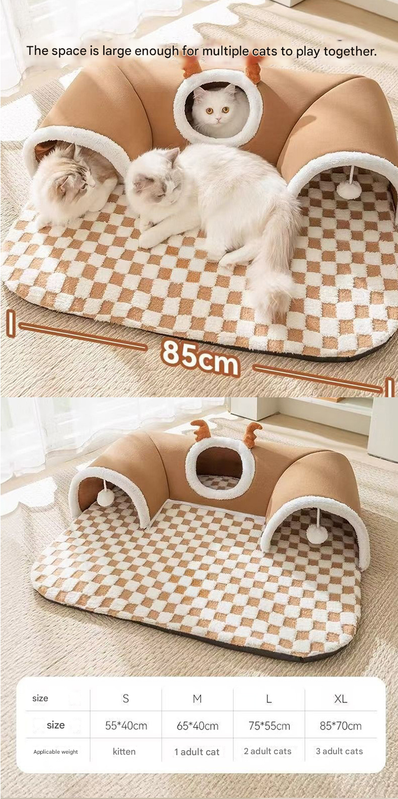 Cat Tunnel Bed House | 4-Season U-Shaped Cave
