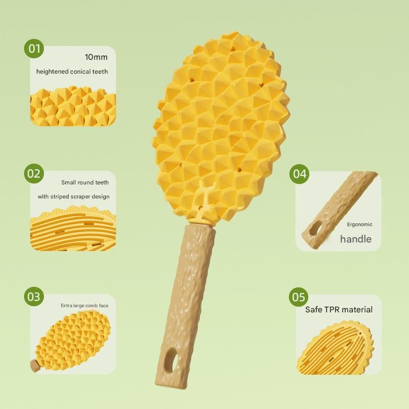 Yellow Durian Pet Massage Grooming Brush 2-Pack | TPR Dual-Sided | SPA Deshedding | Cats & Dogs