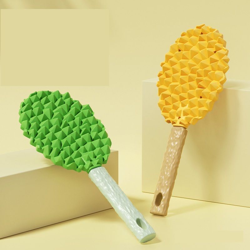 Green & Yellow Durian Pet Massage Grooming Brush 2-Pack | TPR Dual-Sided | SPA Deshedding | Cats & Dogs
