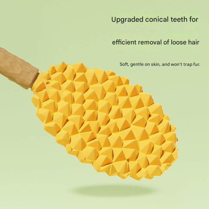 Green & Yellow Durian Pet Massage Grooming Brush 2-Pack | TPR Dual-Sided | SPA Deshedding | Cats & Dogs