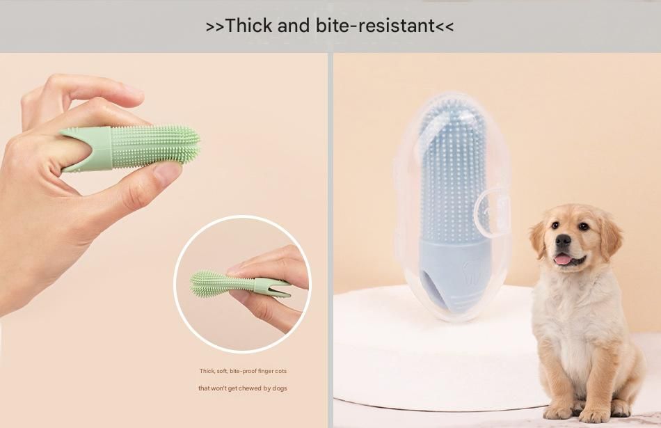 Blue, Green & Yellow Silicone Pet Finger Toothbrush Set (3-Pack) | Soft Dental Care | Dogs & Cats