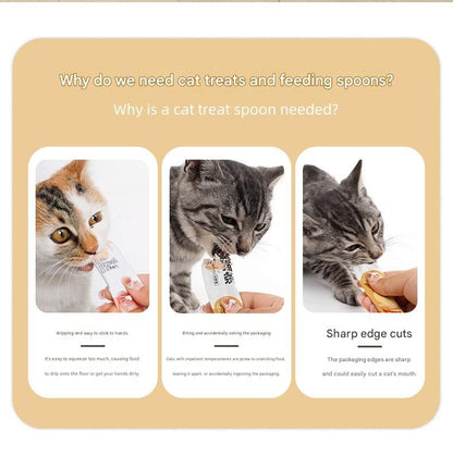 Cat Treat Spoon for Wet Food | Extra-Long PP Handle | Squeeze Feeder