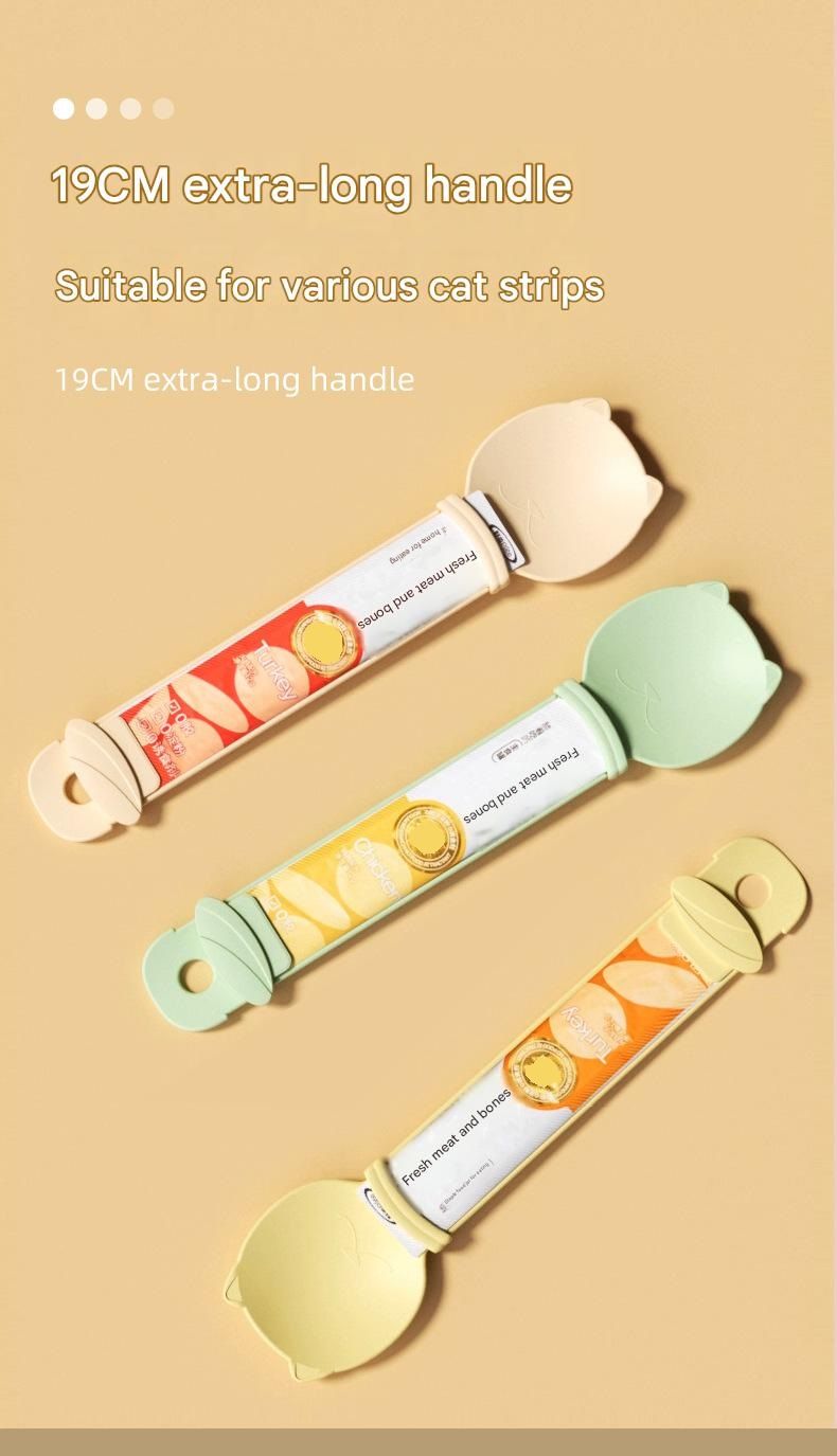 Cat Treat Spoon for Wet Food | Extra-Long PP Handle | Squeeze Feeder