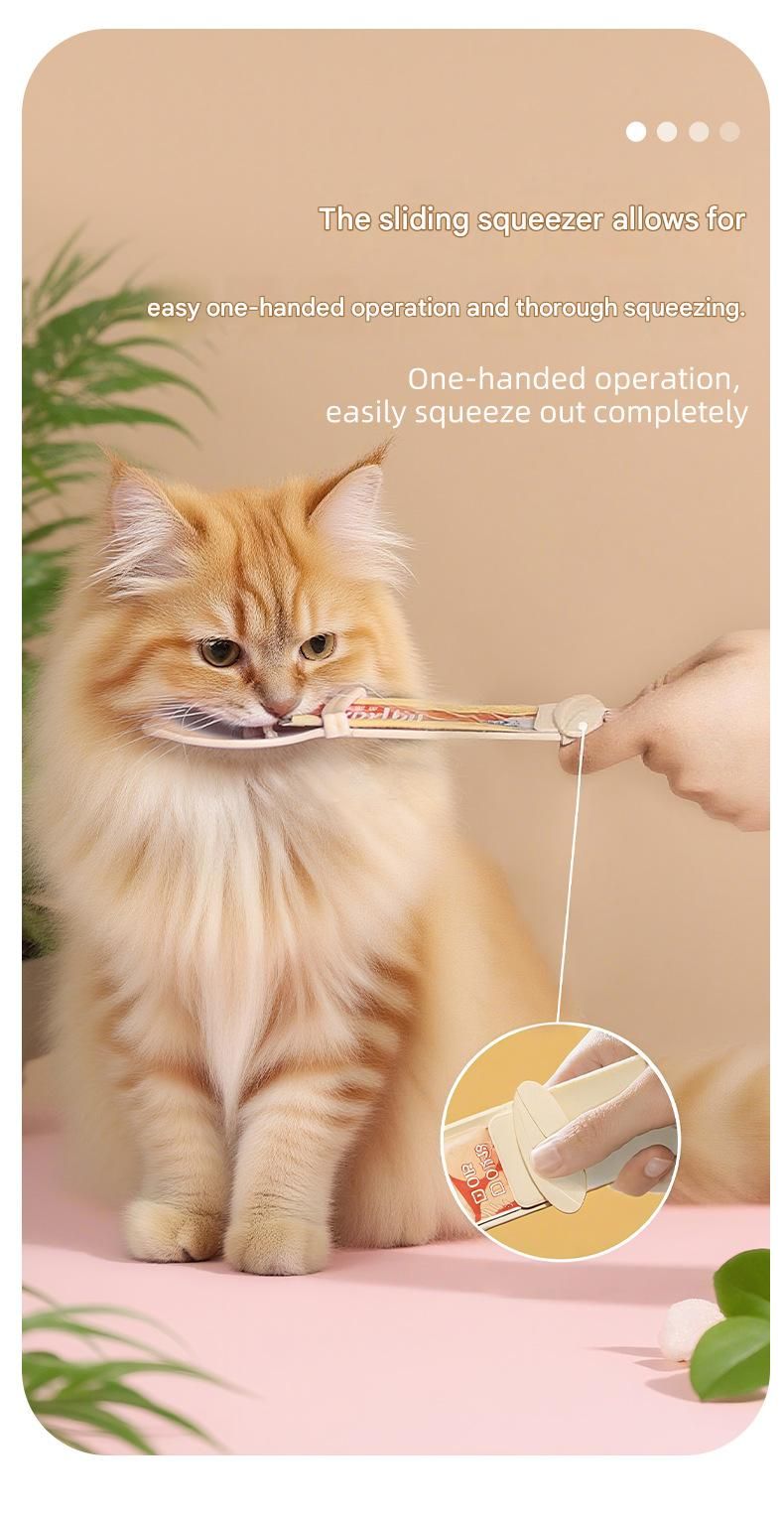 Cat Treat Spoon for Wet Food | Extra-Long PP Handle | Squeeze Feeder