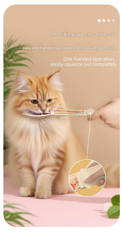 Cat Treat Spoon for Wet Food | Extra-Long PP Handle | Squeeze Feeder