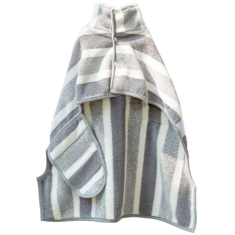 Grey & White Pet Quick-Dry Bathrobe | Coral Fleece | Adjustable Belly Strap | Large | Dogs & Cats