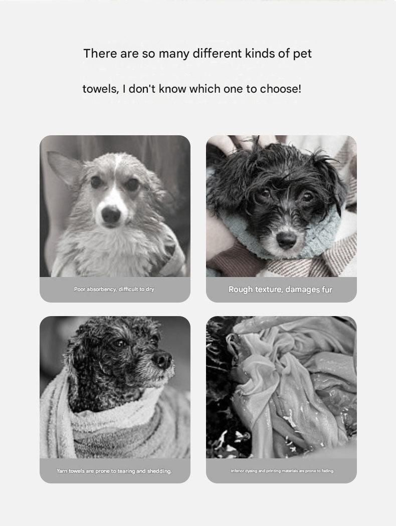 Grey & White Pet Quick-Dry Bathrobe | Coral Fleece | Adjustable Belly Strap | Large | Dogs & Cats