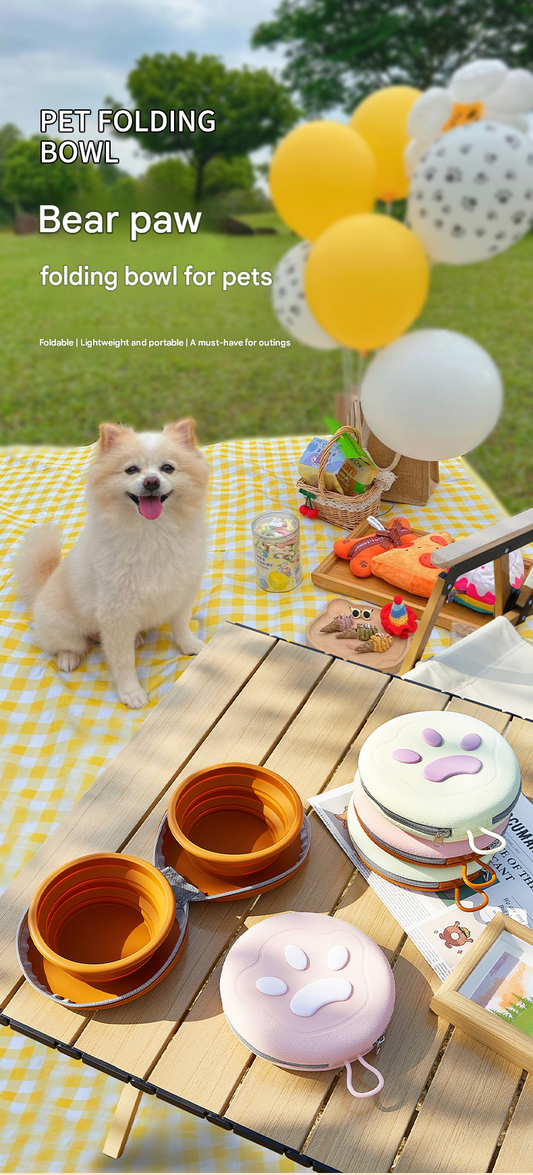 Pink Portable Collapsible Silicone Pet Bowl