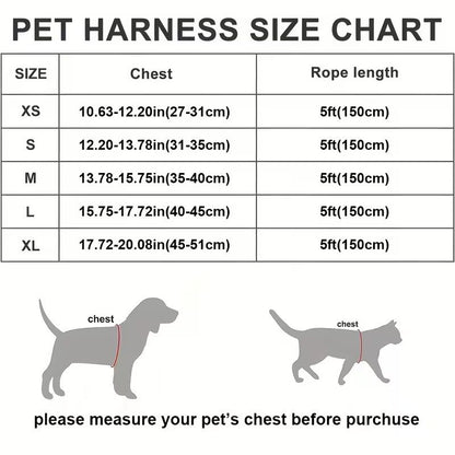Rose red Breathable Dog Harness and Leash Set — Size: S