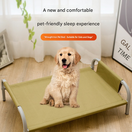 Grey Raised Pet Bed for Medium Dogs Cats Elevated Breathable Dog Cot