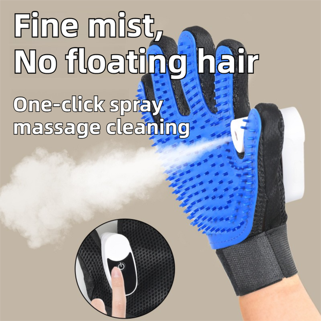 2-Pack Pet Grooming Spray Glove | Pink & White USB Mister | Deshedding & Massage | Dog & Cat