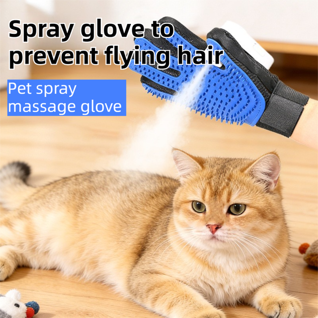 2-Pack Pet Grooming Spray Glove | Pink & Black USB Mister | Deshedding & Massage | Dog & Cat