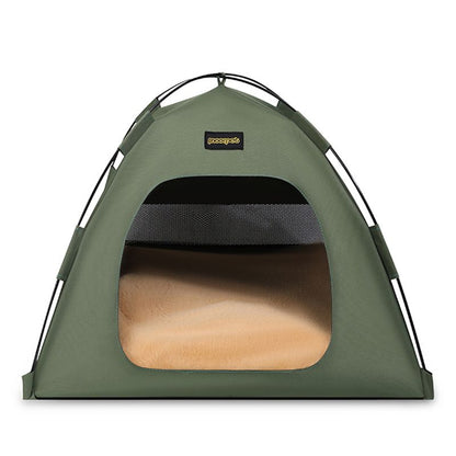 Green All-Weather Portable Pet Tent with Dual-Sided Cushion | Camping