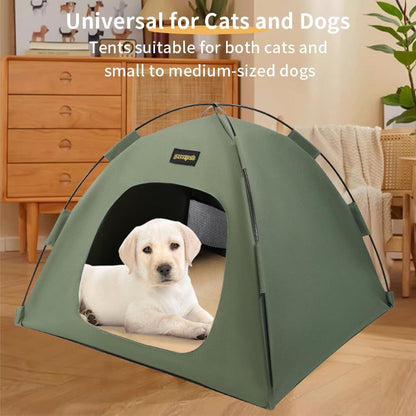 Green All-Weather Portable Pet Tent with Dual-Sided Cushion | Camping