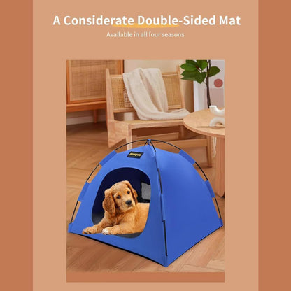 Green All-Weather Portable Pet Tent with Dual-Sided Cushion
