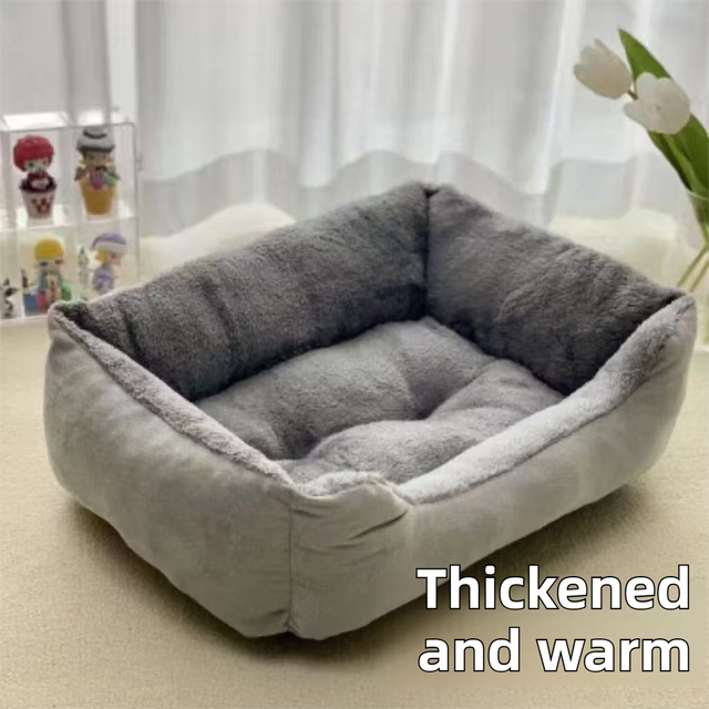 40x30x14CM Grey Premium Plush Pet Bed and Cozy Cushion Mat