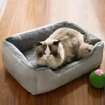 40x30x14CM Grey Premium Plush Pet Bed and Cozy Cushion Mat