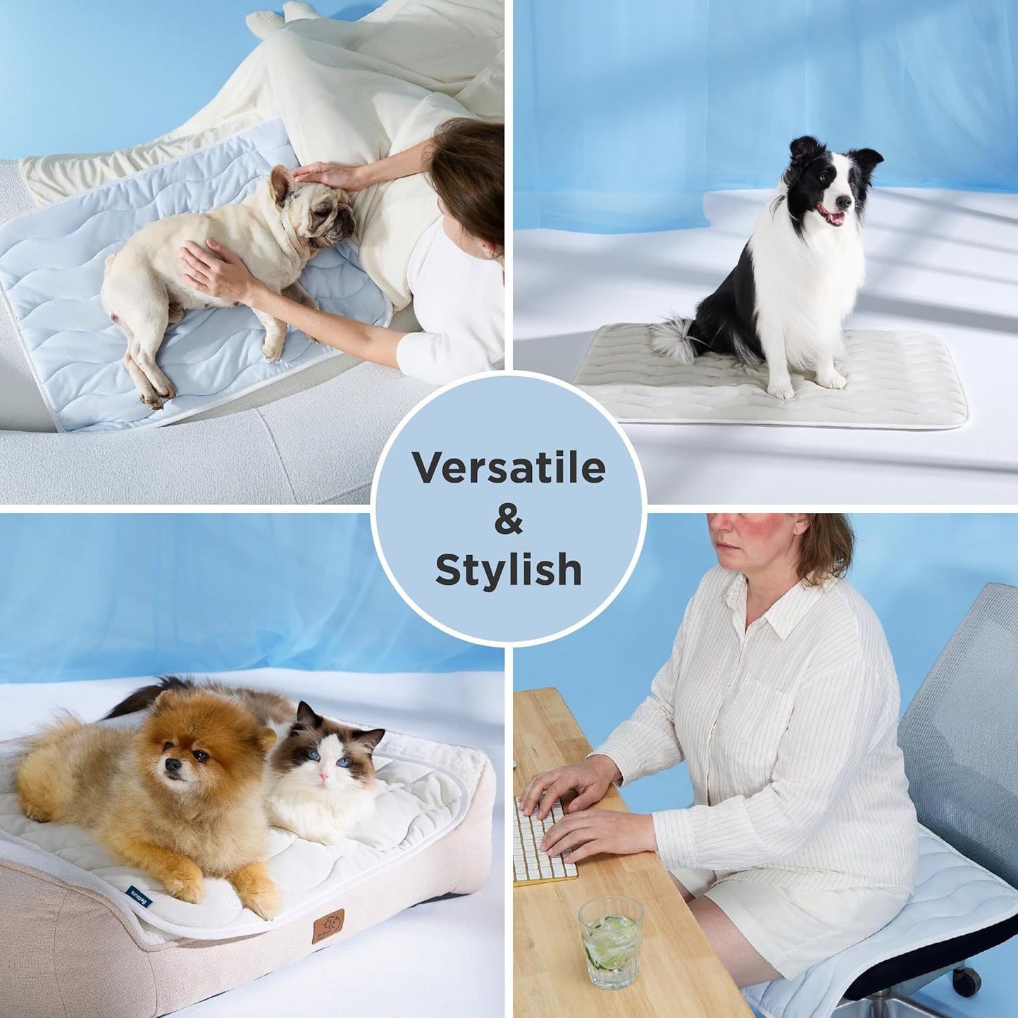 91 x 58 CM Blue Premium Wave Quiltied Pet Cooling Mat
