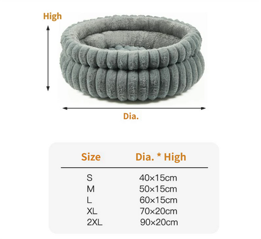 Pink Plush Round Pet Bed | Gap Entry & Removable Cushion | M 50x50cm