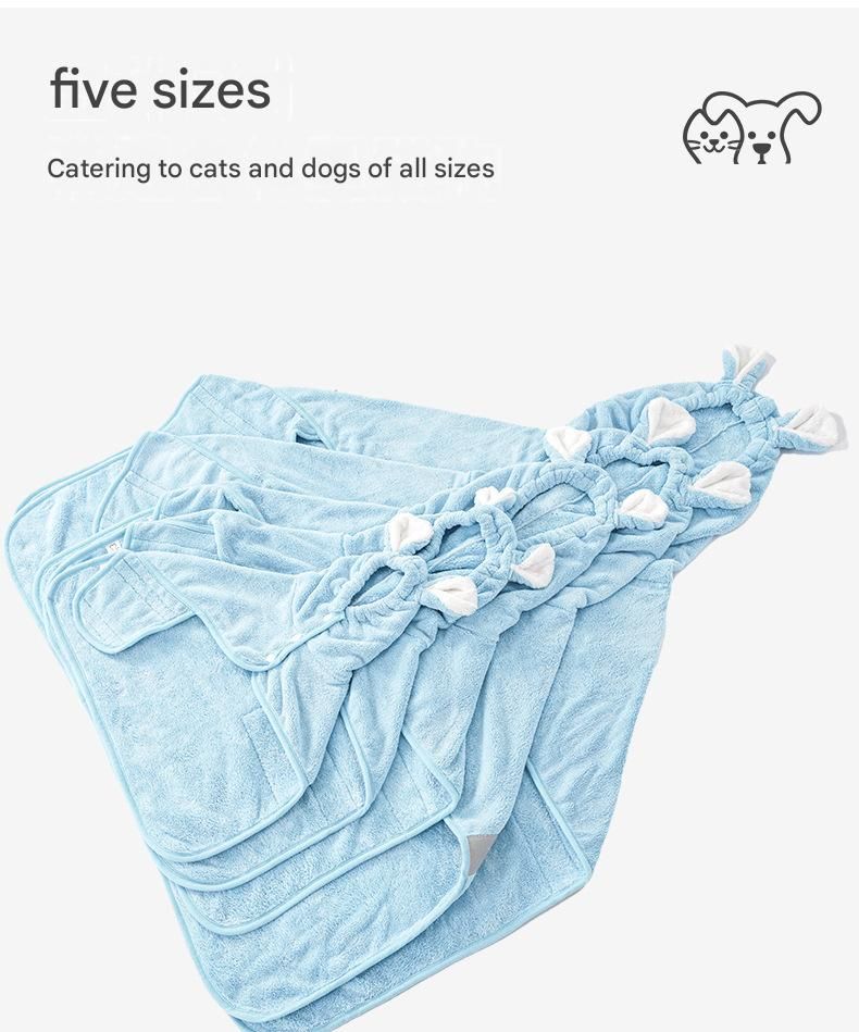 Blue XL Pet Drying Robe with Hood | Quick-Dry Microfibre | Dog & Cat