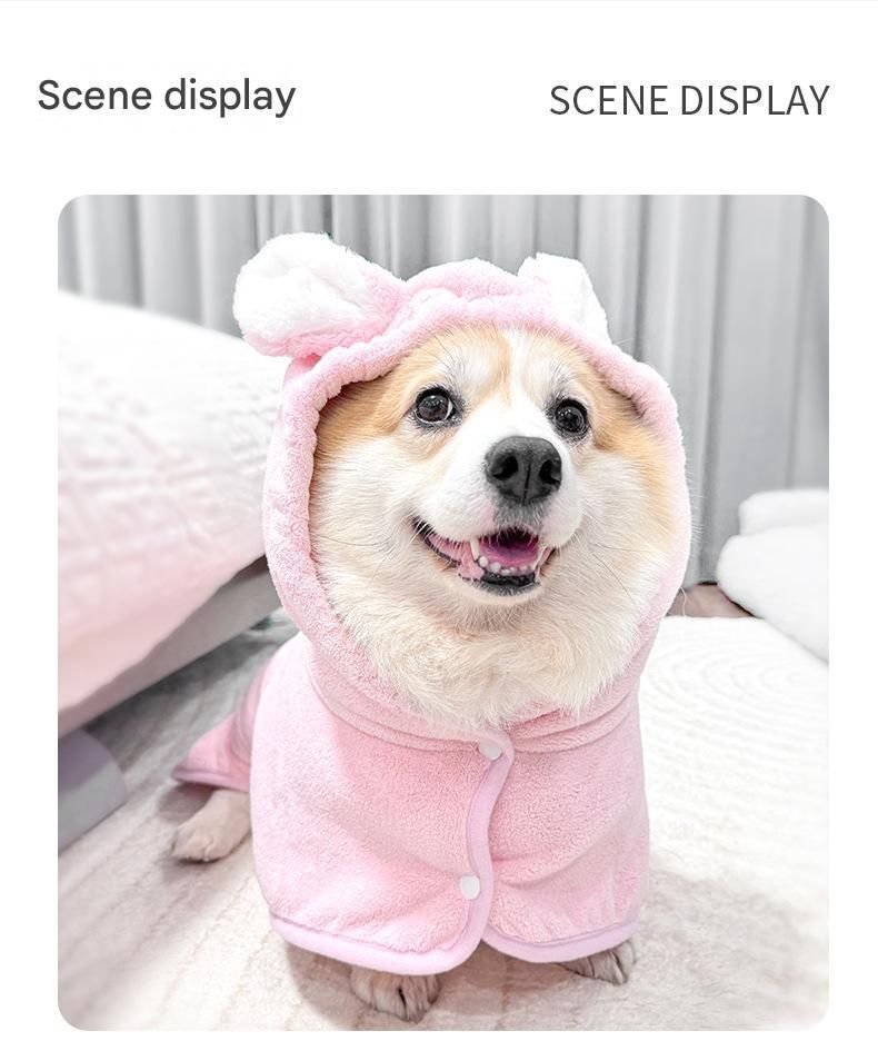 Blue XL Pet Drying Robe with Hood | Quick-Dry Microfibre | Dog & Cat