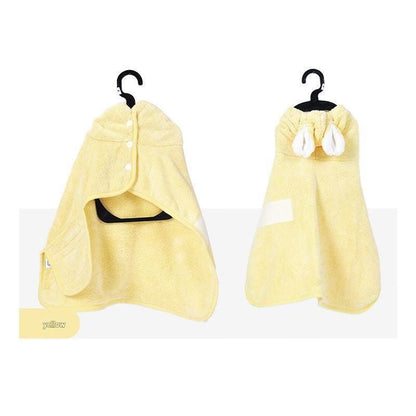 Yellow XL Pet Drying Robe with Hood | Quick-Dry Microfibre | Dog & Cat
