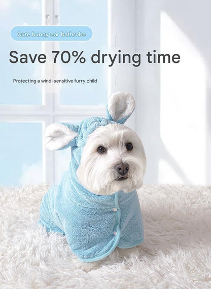 Yellow XL Pet Drying Robe with Hood | Quick-Dry Microfibre | Dog & Cat