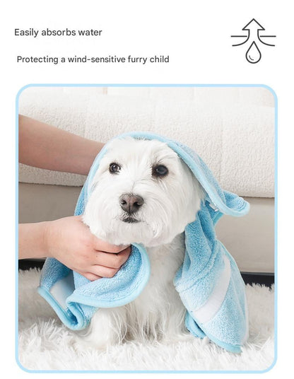 Yellow XL Pet Drying Robe with Hood | Quick-Dry Microfibre | Dog & Cat
