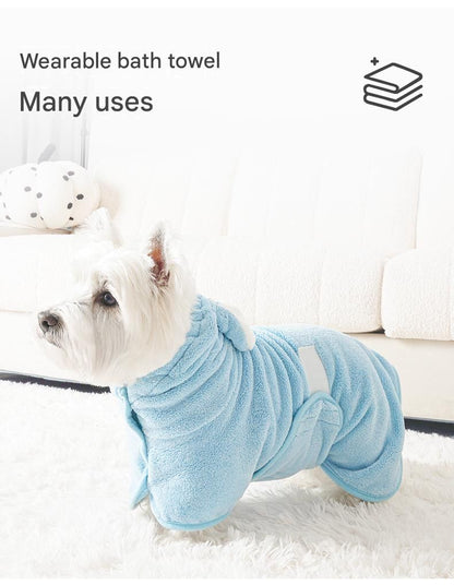 Yellow XL Pet Drying Robe with Hood | Quick-Dry Microfibre | Dog & Cat