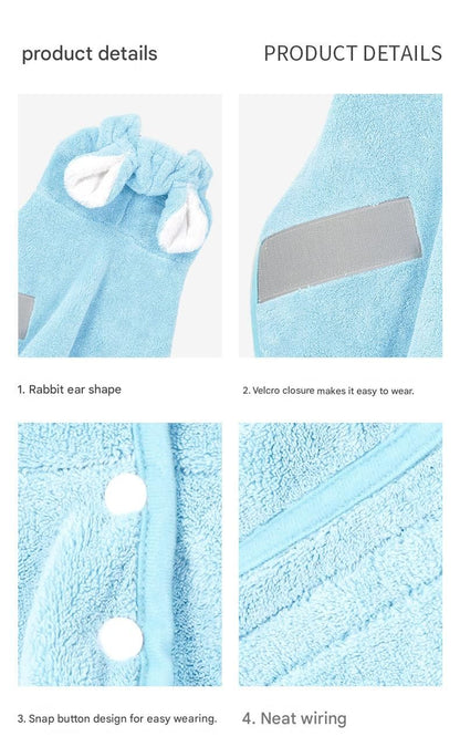 Yellow XL Pet Drying Robe with Hood | Quick-Dry Microfibre | Dog & Cat
