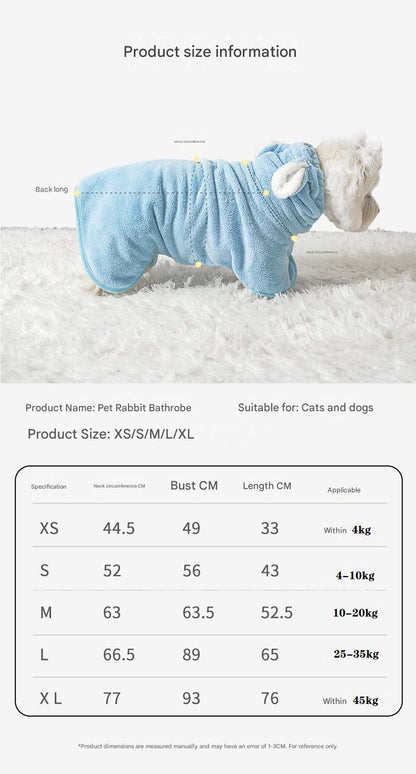 Yellow XL Pet Drying Robe with Hood | Quick-Dry Microfibre | Dog & Cat